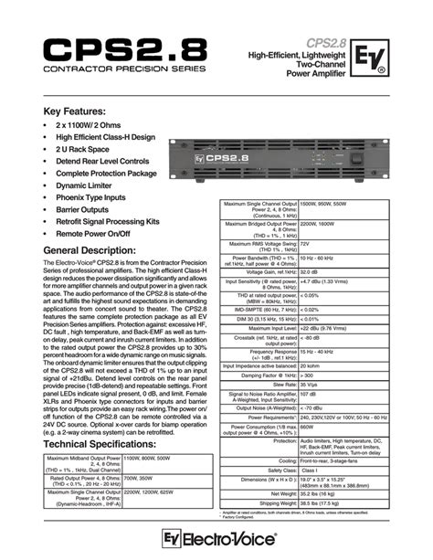 Electro-Voice CPS2.8 Manual pdf manual